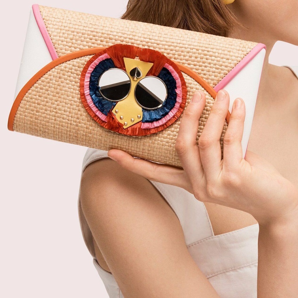 Kate Spade New York Spademals Raffia Preeny Peacock Chain Clutch (Nwt)